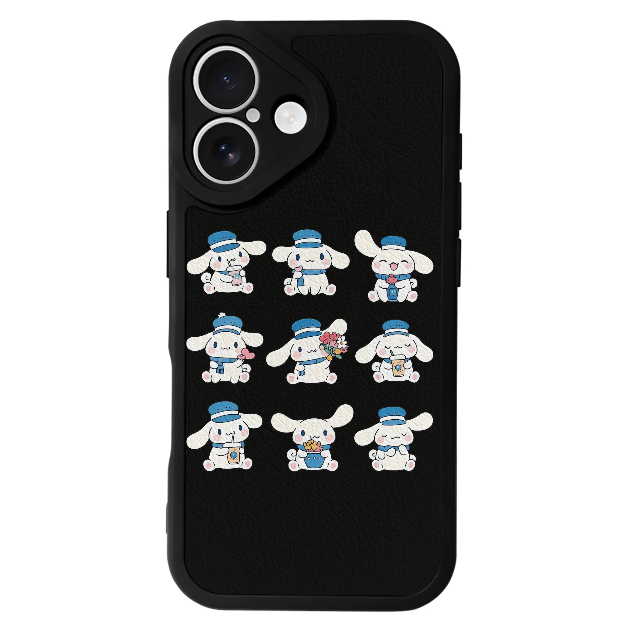 サンリオ グッズ,シナモロール - IPhone 16シリーズ対応 ・ シリコンスマホケース ・ レザー調 ・ 高精度フィット ・ 耐衝撃 ・ ワイヤレス充電対応 ・ 精密カット